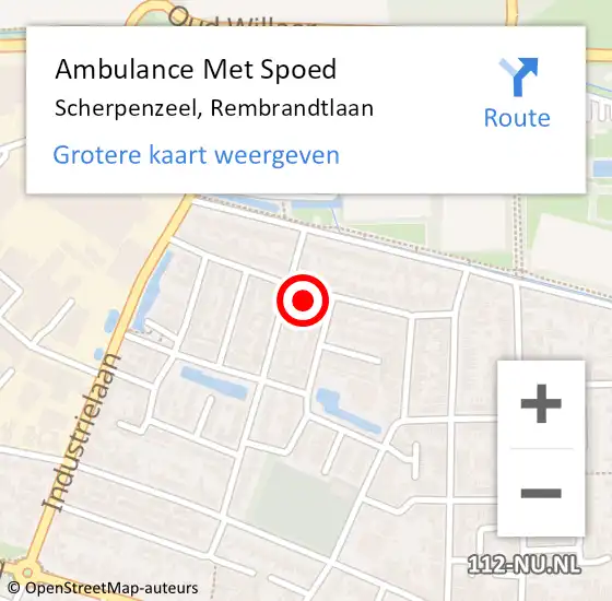 Locatie op kaart van de 112 melding: Ambulance Met Spoed Naar Scherpenzeel, Rembrandtlaan op 7 oktober 2021 19:19