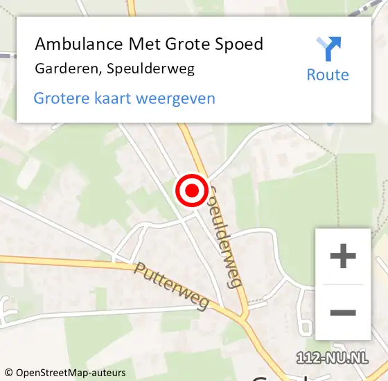 Locatie op kaart van de 112 melding: Ambulance Met Grote Spoed Naar Garderen, Speulderweg op 7 oktober 2021 20:05