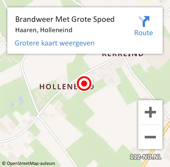 Locatie op kaart van de 112 melding: Brandweer Met Grote Spoed Naar Haaren, Holleneind op 7 oktober 2021 20:07