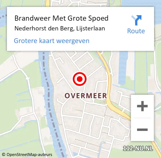Locatie op kaart van de 112 melding: Brandweer Met Grote Spoed Naar Nederhorst den Berg, Lijsterlaan op 7 oktober 2021 20:19