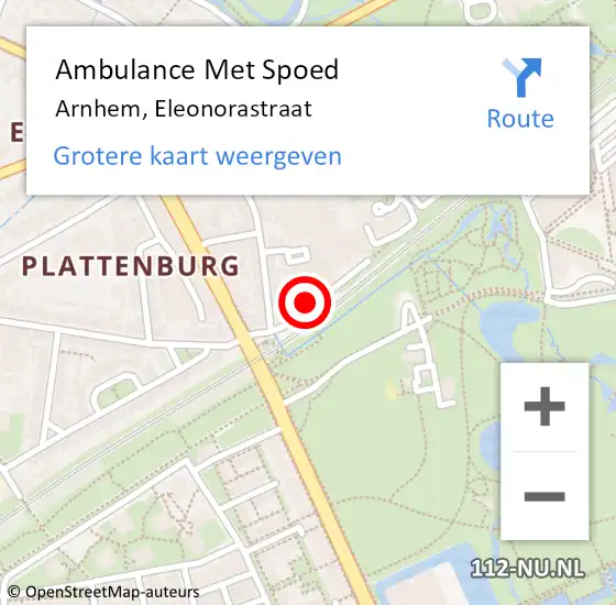 Locatie op kaart van de 112 melding: Ambulance Met Spoed Naar Arnhem, Eleonorastraat op 7 oktober 2021 21:58