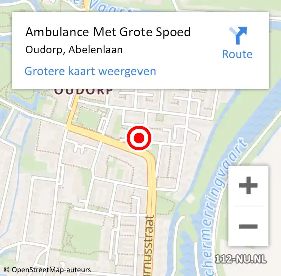 Locatie op kaart van de 112 melding: Ambulance Met Grote Spoed Naar Oudorp, Abelenlaan op 6 oktober 2013 08:58