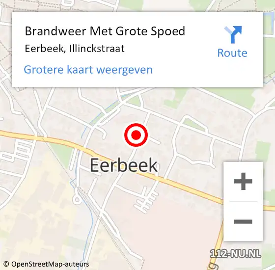 Locatie op kaart van de 112 melding: Brandweer Met Grote Spoed Naar Eerbeek, Illinckstraat op 7 oktober 2021 22:18