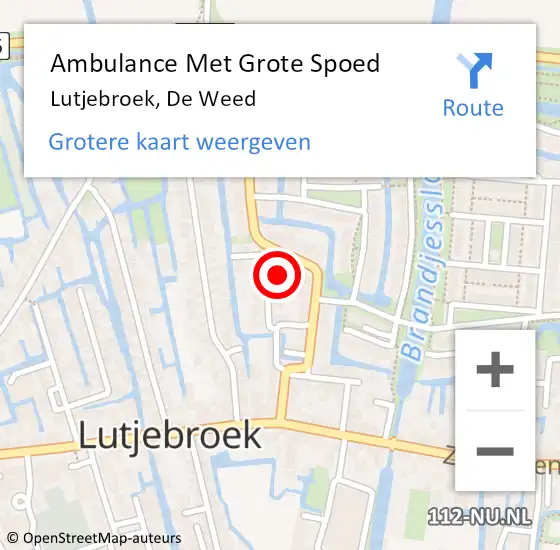 Locatie op kaart van de 112 melding: Ambulance Met Grote Spoed Naar Lutjebroek, De Weed op 7 oktober 2021 22:27