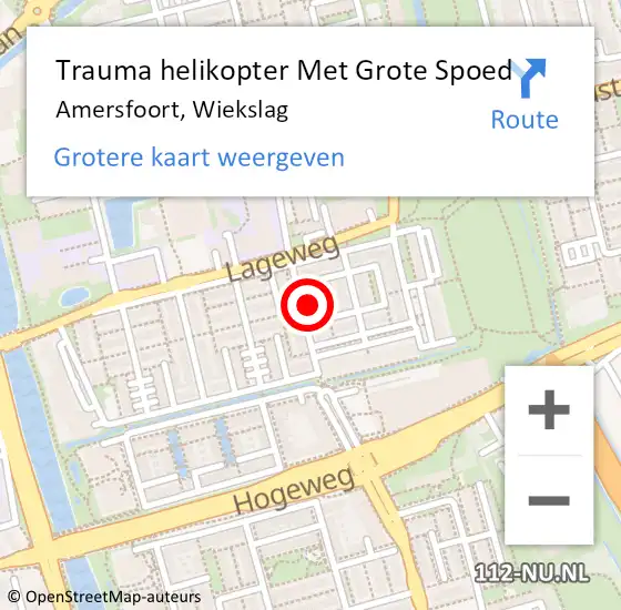 Locatie op kaart van de 112 melding: Trauma helikopter Met Grote Spoed Naar Amersfoort, Wiekslag op 7 oktober 2021 22:29