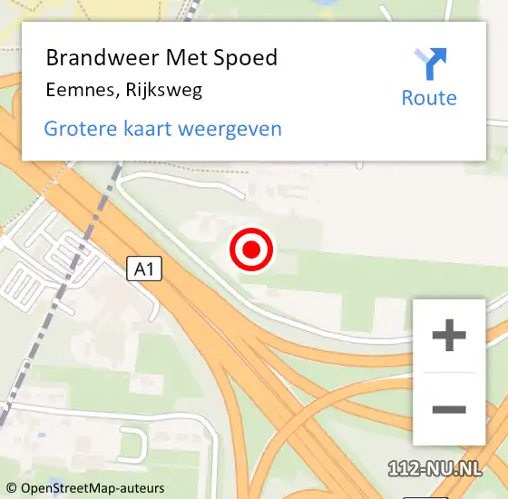 Locatie op kaart van de 112 melding: Brandweer Met Spoed Naar Eemnes, Rijksweg op 7 oktober 2021 22:47