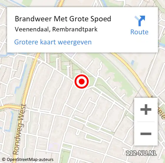 Locatie op kaart van de 112 melding: Brandweer Met Grote Spoed Naar Veenendaal, Rembrandtpark op 7 oktober 2021 22:49