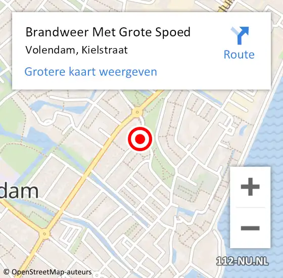 Locatie op kaart van de 112 melding: Brandweer Met Grote Spoed Naar Volendam, Kielstraat op 7 oktober 2021 22:51