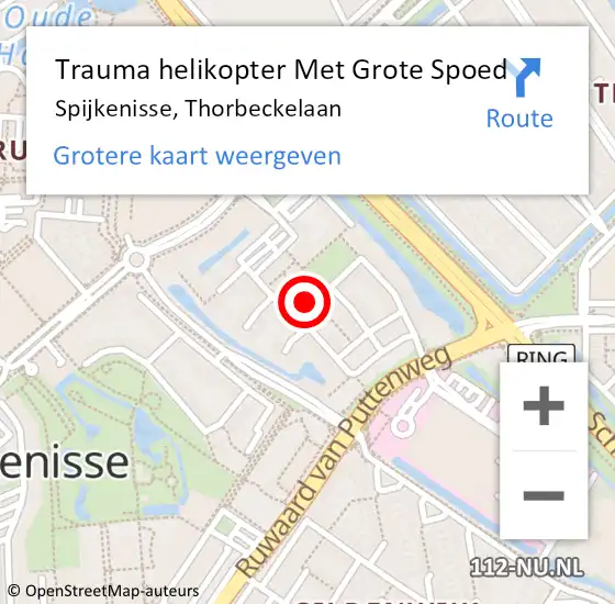 Locatie op kaart van de 112 melding: Trauma helikopter Met Grote Spoed Naar Spijkenisse, Thorbeckelaan op 7 oktober 2021 23:59