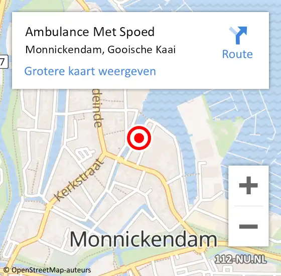 Locatie op kaart van de 112 melding: Ambulance Met Spoed Naar Monnickendam, Gooische Kaai op 8 oktober 2021 00:16