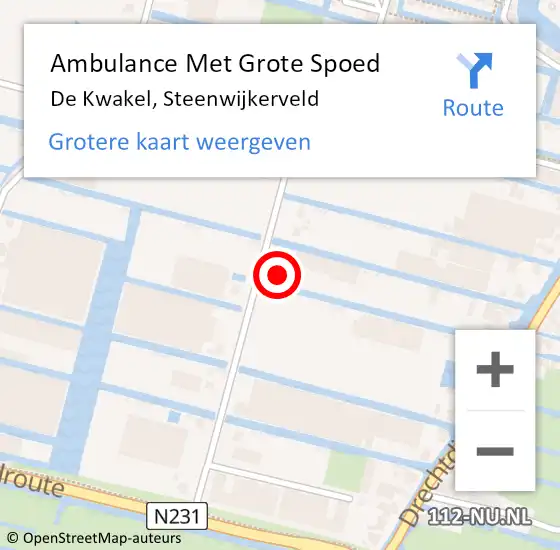 Locatie op kaart van de 112 melding: Ambulance Met Grote Spoed Naar De Kwakel, Steenwijkerveld op 8 oktober 2021 00:38