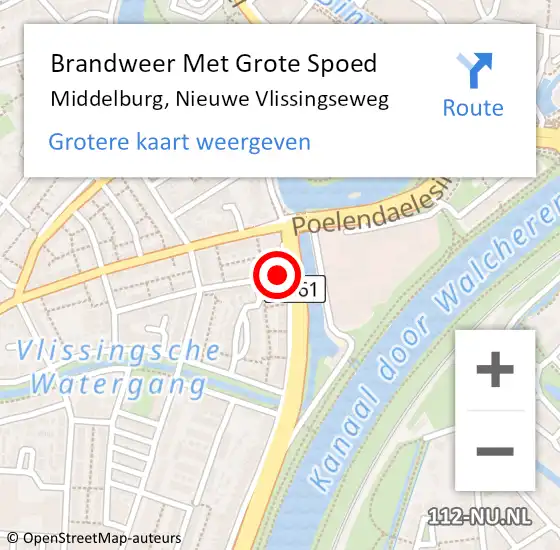Locatie op kaart van de 112 melding: Brandweer Met Grote Spoed Naar Middelburg, Nieuwe Vlissingseweg op 8 oktober 2021 00:53