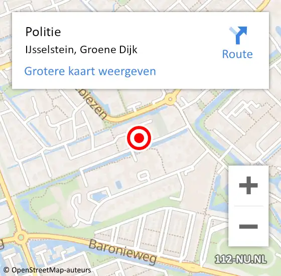 Locatie op kaart van de 112 melding: Politie IJsselstein, Groene Dijk op 8 oktober 2021 01:58