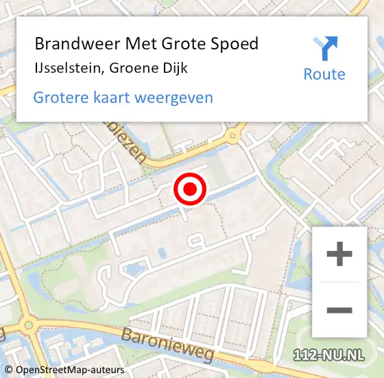 Locatie op kaart van de 112 melding: Brandweer Met Grote Spoed Naar IJsselstein, Groene Dijk op 8 oktober 2021 01:58