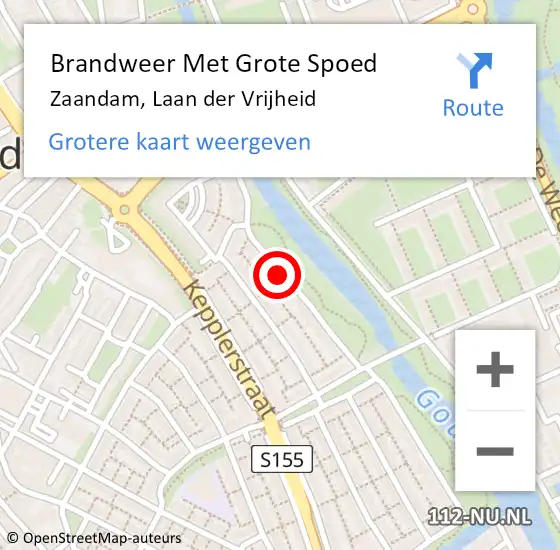 Locatie op kaart van de 112 melding: Brandweer Met Grote Spoed Naar Zaandam, Laan der Vrijheid op 8 oktober 2021 02:10