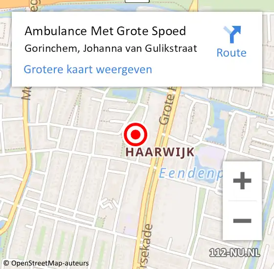 Locatie op kaart van de 112 melding: Ambulance Met Grote Spoed Naar Gorinchem, Johanna van Gulikstraat op 8 oktober 2021 02:38