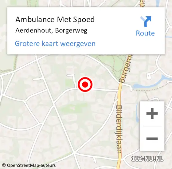 Locatie op kaart van de 112 melding: Ambulance Met Spoed Naar Aerdenhout, Borgerweg op 8 oktober 2021 03:12