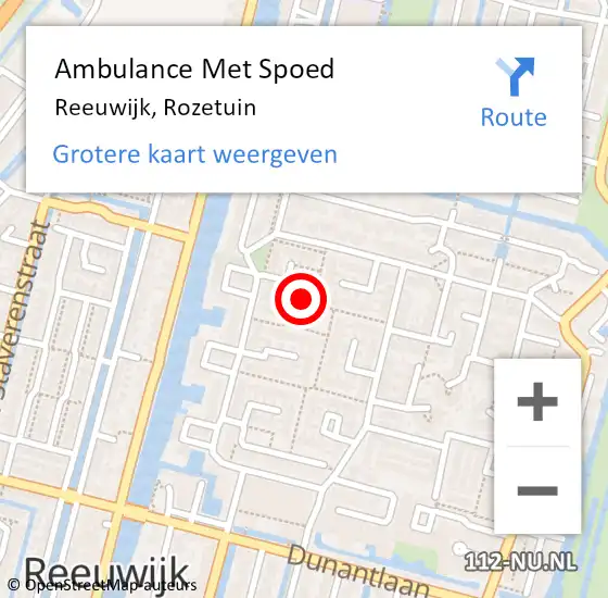 Locatie op kaart van de 112 melding: Ambulance Met Spoed Naar Reeuwijk, Rozetuin op 8 oktober 2021 03:34