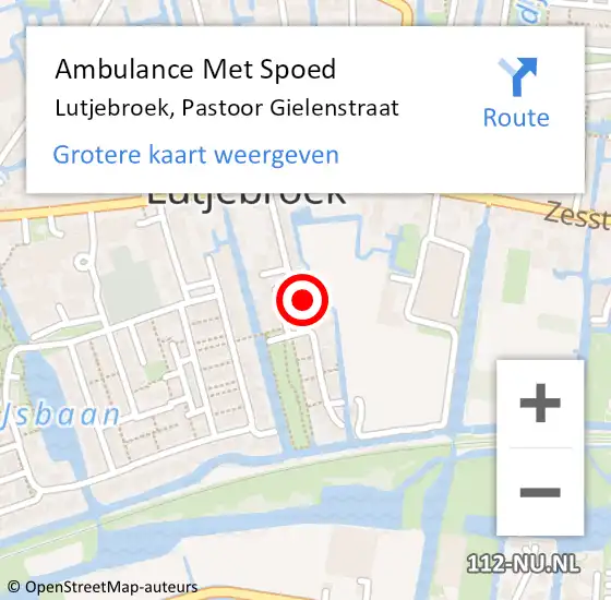 Locatie op kaart van de 112 melding: Ambulance Met Spoed Naar Lutjebroek, Pastoor Gielenstraat op 8 oktober 2021 03:35