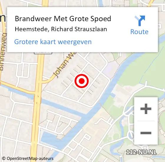 Locatie op kaart van de 112 melding: Brandweer Met Grote Spoed Naar Heemstede, Richard Strauszlaan op 8 oktober 2021 03:48