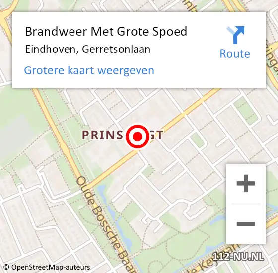 Locatie op kaart van de 112 melding: Brandweer Met Grote Spoed Naar Eindhoven, Gerretsonlaan op 8 oktober 2021 04:27