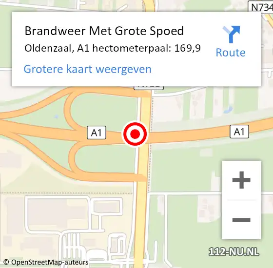 Locatie op kaart van de 112 melding: Brandweer Met Grote Spoed Naar Oldenzaal, A1 hectometerpaal: 169,9 op 8 oktober 2021 06:08