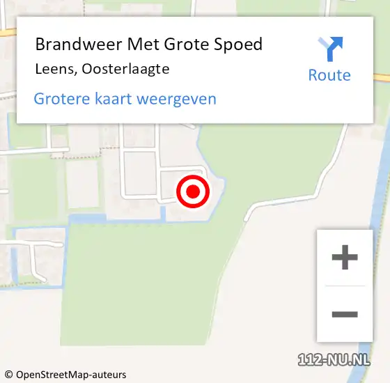 Locatie op kaart van de 112 melding: Brandweer Met Grote Spoed Naar Leens, Oosterlaagte op 8 oktober 2021 07:11