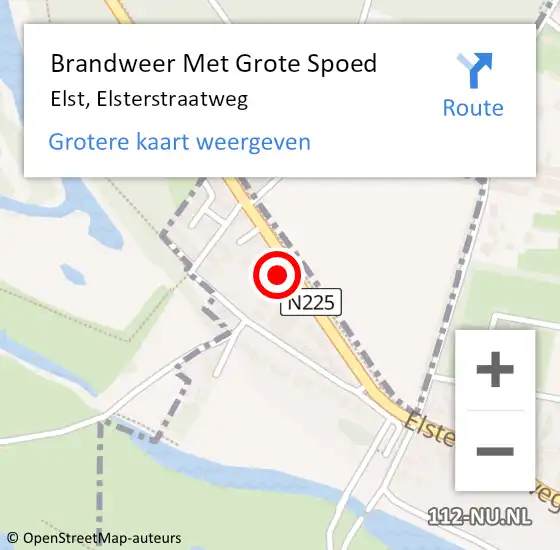 Locatie op kaart van de 112 melding: Brandweer Met Grote Spoed Naar Elst, Elsterstraatweg op 8 oktober 2021 07:12