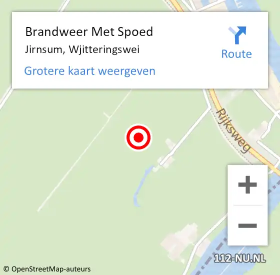 Locatie op kaart van de 112 melding: Brandweer Met Spoed Naar Jirnsum, Wjitteringswei op 8 oktober 2021 07:50