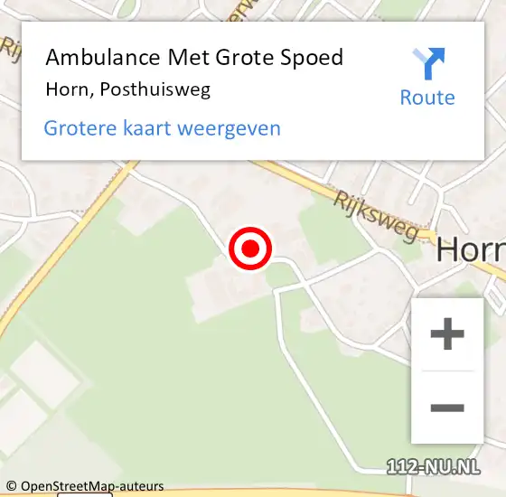 Locatie op kaart van de 112 melding: Ambulance Met Grote Spoed Naar Horn, Posthuisweg op 8 oktober 2021 07:51