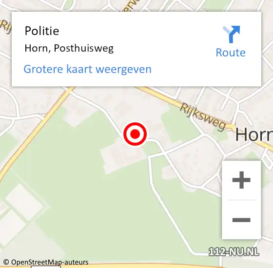Locatie op kaart van de 112 melding: Politie Horn, Posthuisweg op 8 oktober 2021 07:51