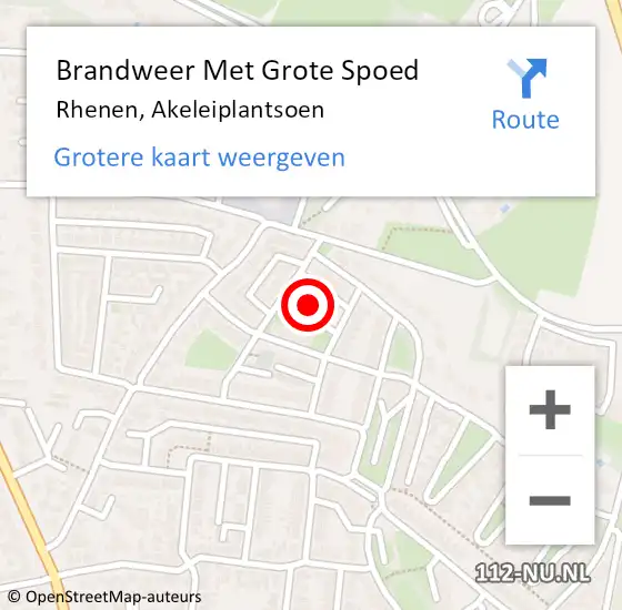 Locatie op kaart van de 112 melding: Brandweer Met Grote Spoed Naar Rhenen, Akeleiplantsoen op 8 oktober 2021 08:35