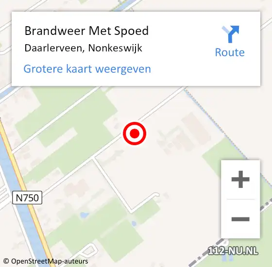 Locatie op kaart van de 112 melding: Brandweer Met Spoed Naar Daarlerveen, Nonkeswijk op 8 oktober 2021 08:36