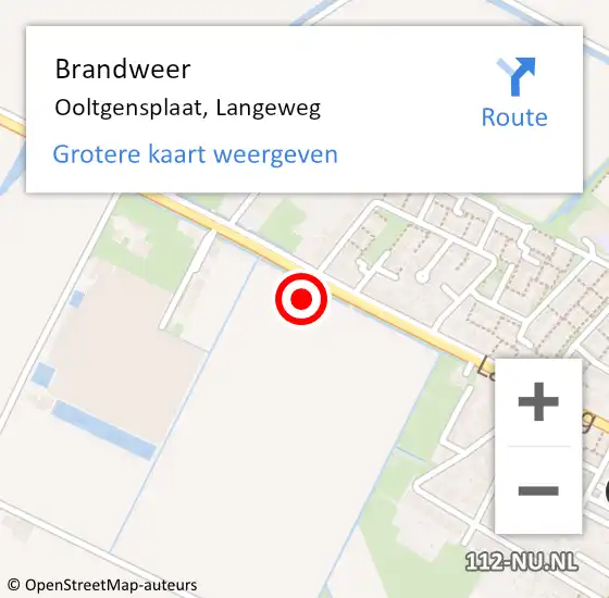 Locatie op kaart van de 112 melding: Brandweer Ooltgensplaat, Langeweg op 8 oktober 2021 08:54