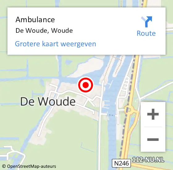 Locatie op kaart van de 112 melding: Ambulance De Woude, Woude op 8 oktober 2021 08:58