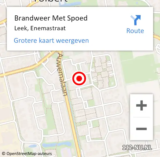 Locatie op kaart van de 112 melding: Brandweer Met Spoed Naar Leek, Enemastraat op 8 oktober 2021 09:32