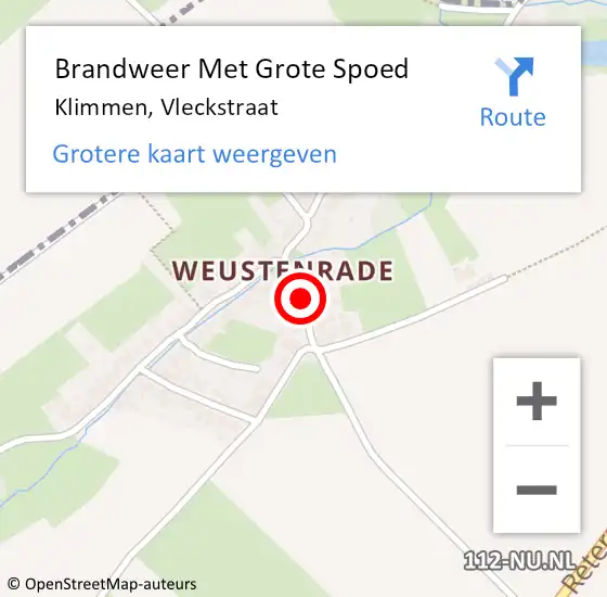 Locatie op kaart van de 112 melding: Brandweer Met Grote Spoed Naar Klimmen, Vleckstraat op 8 oktober 2021 09:36