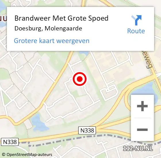 Locatie op kaart van de 112 melding: Brandweer Met Grote Spoed Naar Doesburg, Molengaarde op 8 oktober 2021 09:43