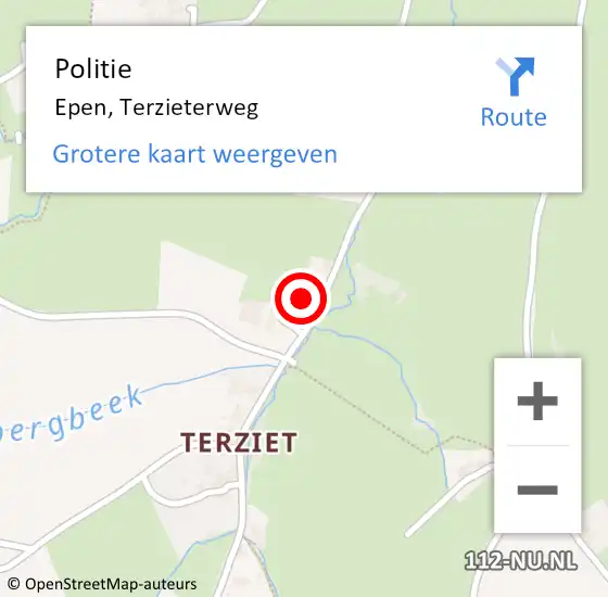 Locatie op kaart van de 112 melding: Politie Epen, Terzieterweg op 8 oktober 2021 09:47