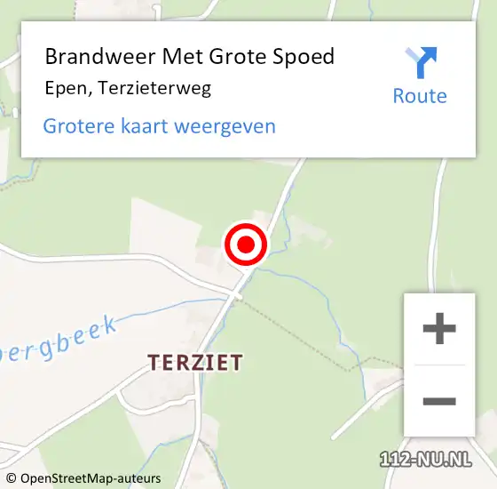 Locatie op kaart van de 112 melding: Brandweer Met Grote Spoed Naar Epen, Terzieterweg op 8 oktober 2021 09:49