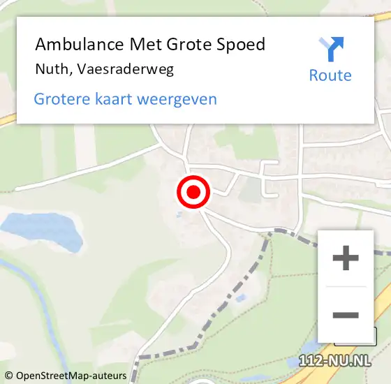 Locatie op kaart van de 112 melding: Ambulance Met Grote Spoed Naar Nuth, Vaesraderweg op 25 juni 2014 12:34