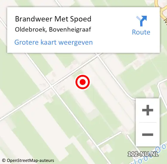 Locatie op kaart van de 112 melding: Brandweer Met Spoed Naar Oldebroek, Bovenheigraaf op 8 oktober 2021 10:07