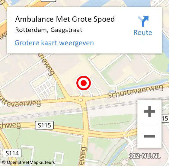 Locatie op kaart van de 112 melding: Ambulance Met Grote Spoed Naar Rotterdam, Gaagstraat op 8 oktober 2021 10:21