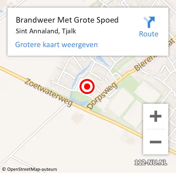 Locatie op kaart van de 112 melding: Brandweer Met Grote Spoed Naar Sint Annaland, Tjalk op 8 oktober 2021 10:23