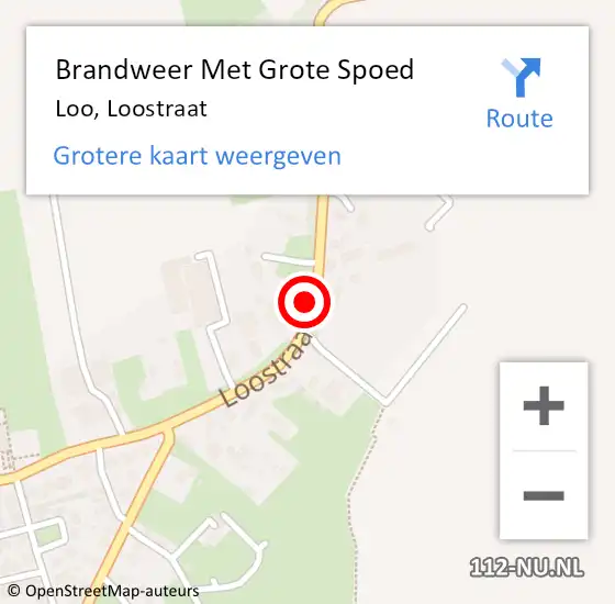 Locatie op kaart van de 112 melding: Brandweer Met Grote Spoed Naar Loo, Loostraat op 8 oktober 2021 10:34