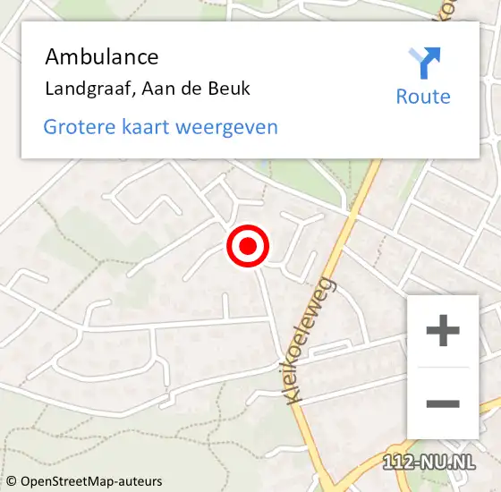 Locatie op kaart van de 112 melding: Ambulance Landgraaf, Aan de Beuk op 25 juni 2014 12:38