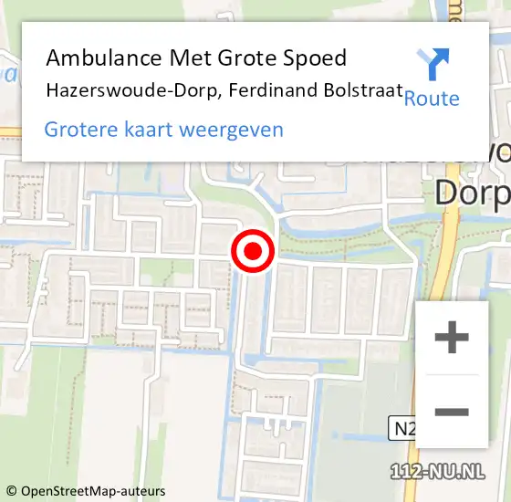 Locatie op kaart van de 112 melding: Ambulance Met Grote Spoed Naar Hazerswoude-Dorp, Ferdinand Bolstraat op 8 oktober 2021 10:54