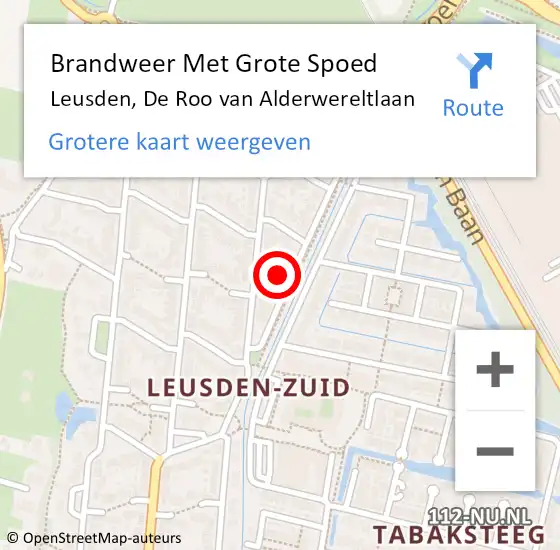 Locatie op kaart van de 112 melding: Brandweer Met Grote Spoed Naar Leusden, De Roo van Alderwereltlaan op 8 oktober 2021 11:00