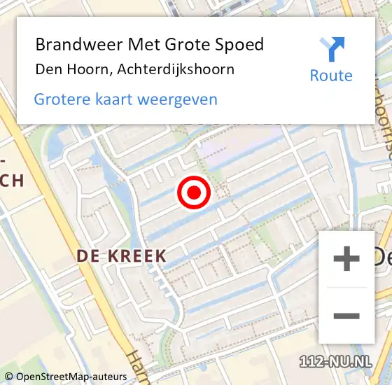 Locatie op kaart van de 112 melding: Brandweer Met Grote Spoed Naar Den Hoorn, Achterdijkshoorn op 8 oktober 2021 11:03