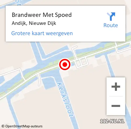 Locatie op kaart van de 112 melding: Brandweer Met Spoed Naar Andijk, Nieuwe Dijk op 8 oktober 2021 11:34